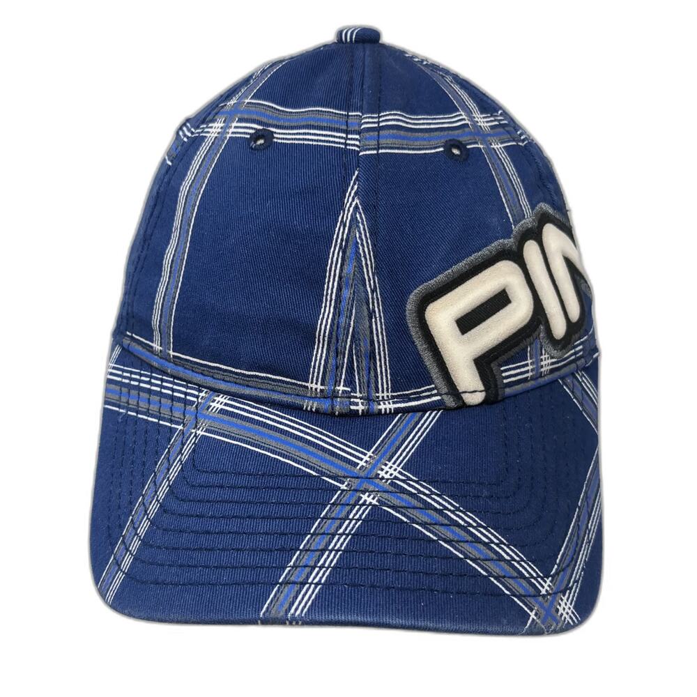 PING Baseball Cap Blue One Size Golf Plaid Crosshatch Embroidered Adjustable Hat